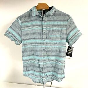 Art Class Gray and Teal Casual Button Down Shirt
